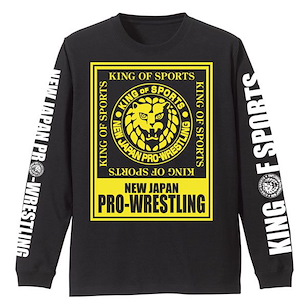 新日本職業摔角 (加大)「NJPW」獅子標誌 寬鬆 長袖 黑色 T-Shirt Lion Mark Big Silhouette Long Sleeve T-Shirt /BLACK-XL【New Japan Pro-Wrestling】