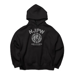 新日本職業摔角 : 日版 (大碼)「NJPW」獅子標誌 寬鬆 黑色 連帽衫