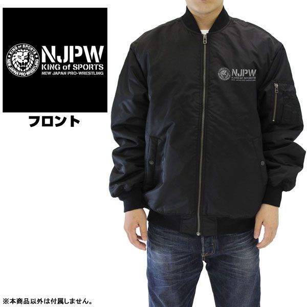 新日本職業摔角 : 日版 (大碼)「NJPW」獅子標誌 MA-1 黑色 外套