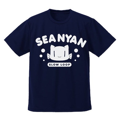 SLOW LOOP-女孩的釣魚慢活- (細碼)「SEA NYAN」深藍色 T-Shirt Sea Nyan Dry T-Shirt /NAVY-S【SLOW LOOP】