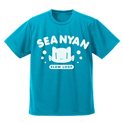 SLOW LOOP-女孩的釣魚慢活- : 日版 (細碼)「SEA NYAN」綠松色 T-Shirt