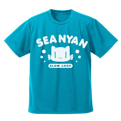 SLOW LOOP-女孩的釣魚慢活- (加大)「SEA NYAN」綠松色 T-Shirt Sea Nyan Dry T-Shirt /TURQUOISE BLUE-XL【SLOW LOOP】