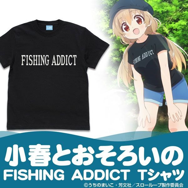 SLOW LOOP-女孩的釣魚慢活- : 日版 (大碼)「海凪小春」FISHING ADDICT 黑色 T-Shirt