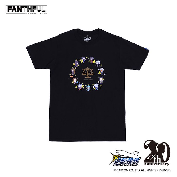 逆轉裁判 : 日版 (中碼) 20周年紀念 FANTHFUL 系列 黑色 T-Shirt