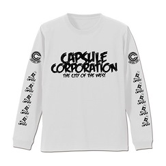 龍珠 (細碼)「膠囊公司」長袖 白色 T-Shirt Dragon Ball Capsule Corporation Ribbed Long Sleeve T-Shirt /WHITE-S【Dragon Ball】