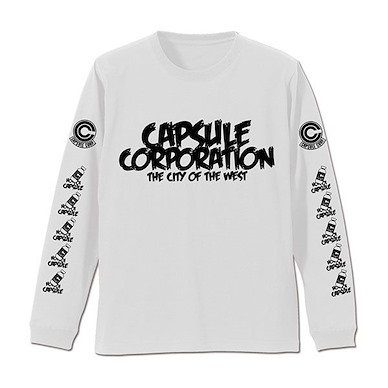 龍珠 (中碼)「膠囊公司」長袖 白色 T-Shirt Dragon Ball Capsule Corporation Ribbed Long Sleeve T-Shirt /WHITE-M【Dragon Ball】
