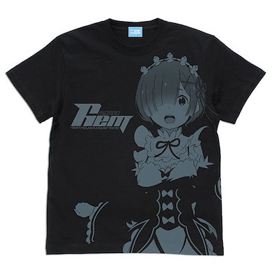 Re：從零開始的異世界生活 (中碼)「雷姆」黑色 T-Shirt Rem All Print T-Shirt /BLACK-M【Re:Zero】
