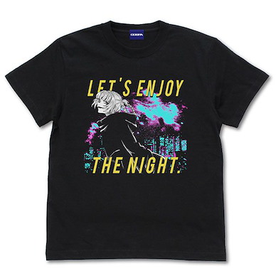 徹夜之歌 (細碼)「七草薺」LET'S ENJOY THE NIGHT. 黑色 T-Shirt Neon City and Nazuna T-Shirt /BLACK-S【Call of the Night】