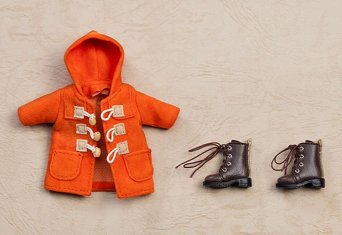 日版 黏土娃 保暖套組 靴子&牛角扣大衣 橙色