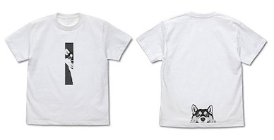世界末日與柴犬同行 (細碼)「小春」石原雄先生デザイン ハルさんチラリ Tシャツ 黒柴 ver. T-Shirt Yu Ishihara Design Haru-san Chirari T-Shirt Black Shiba ver./WHITE-S【Doomsday With My Dog】