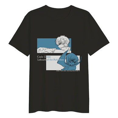 Code Geass 叛逆的魯魯修 (大碼)「魯路修 + 樞木朱雀」turn around 寬鬆 黑色 T-Shirt turn around Big Silhouette T-Shirt B【Code Geass】