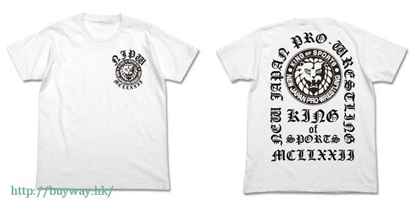 新日本職業摔角 : 日版 (中碼)「獅子」圖案 白色 T-Shirt