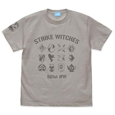 強襲魔女系列 (加大) 第501統合戰鬥航空團 個人印記 淺灰 T-Shirt 501st Joint Fighter Wing Strike Witches ROAD to BERLIN Personal Mark T-Shirt /LIGHT GRAY-XL【Strike Witches Series】
