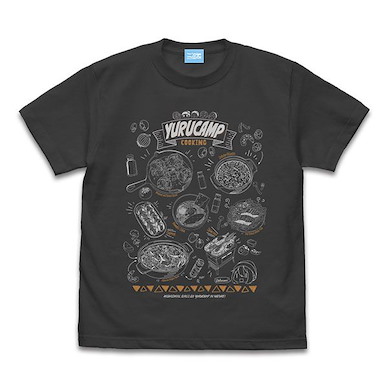 搖曳露營△ (細碼)「各務原撫子」野營食物 墨黑色 T-Shirt Camp Gourmet T-Shirt /SUMI-S【Laid-Back Camp】