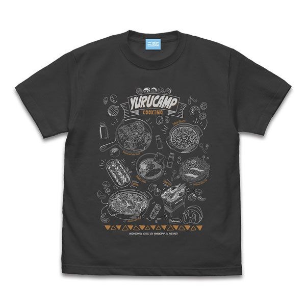 搖曳露營△ : 日版 (大碼)「各務原撫子」野營食物 墨黑色 T-Shirt