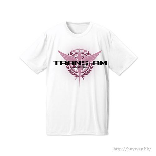 機動戰士高達系列 : 日版 (大碼)「Trans-Am」吸汗快乾 白色 T-Shirt