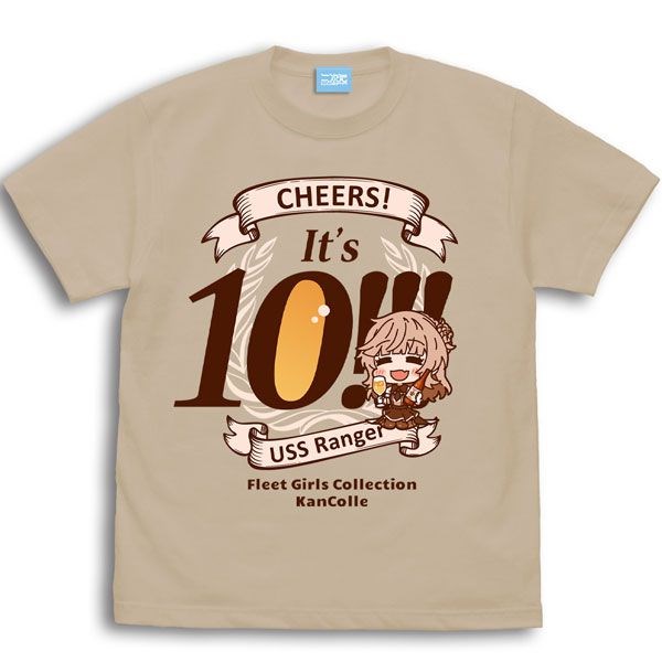 艦隊 Collection -艦Colle- : 日版 (細碼)「Ranger」It's 10！！！淺米色 T-Shirt