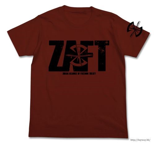 機動戰士高達系列 : 日版 (細碼)「Z.A.F.T」酒紅色 T-Shirt