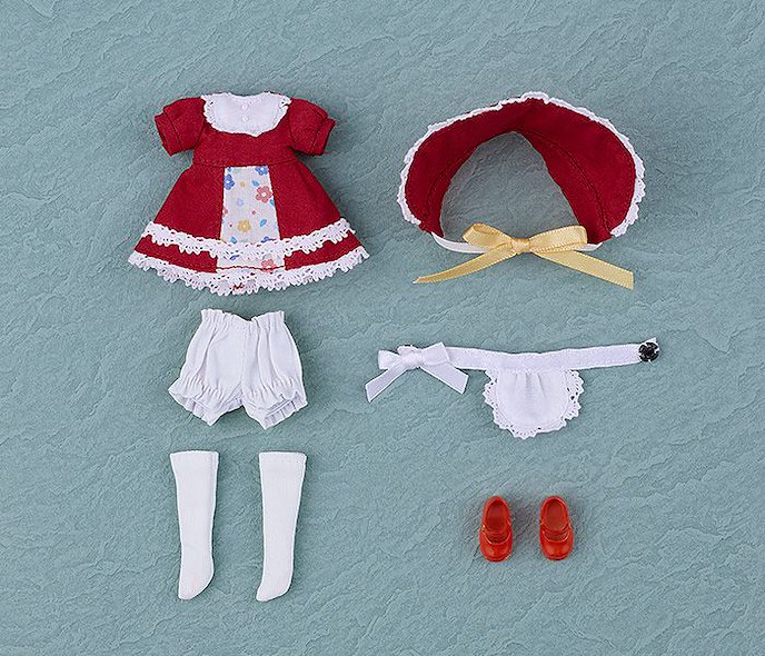 日版 黏土娃 服裝套組 復古連身裙 紅色