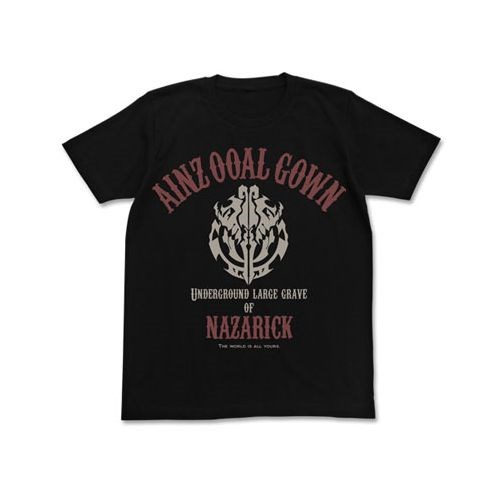 Overlord : 日版 (中碼)「納薩力克地下大墳墓」標誌 黑色 T-Shirt