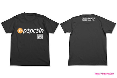 Pop Team Epic (大碼)「迷戀金錢是萬惡根源」墨黑色 T-Shirt Pop Coin T-Shirt / SUMI-L【Pop Team Epic】