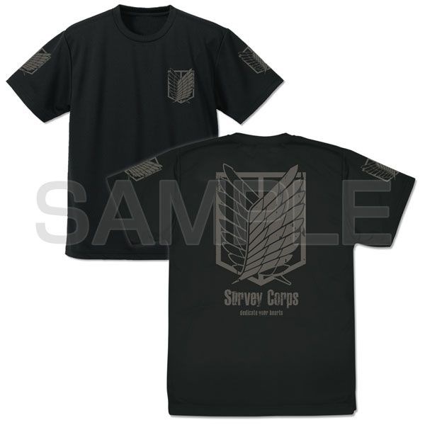 進擊的巨人 : 日版 (細碼) 調査兵團 吸汗快乾 黑色 T-Shirt