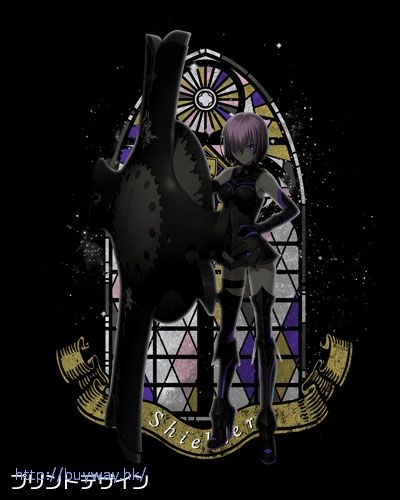 Fate系列 : 日版 (大碼)「Shielder (Mash Kyrielight)」黑色 T-Shirt