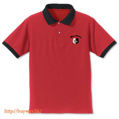 槍彈辯駁 (加大)「黑白熊」Polo Shirt 紅色 －The End of 希望峰學園－ The End of Kibougamine Gakuen Monokuma Face Embroidery Polo Shirt / RED x BLACK - XL【Danganronpa】