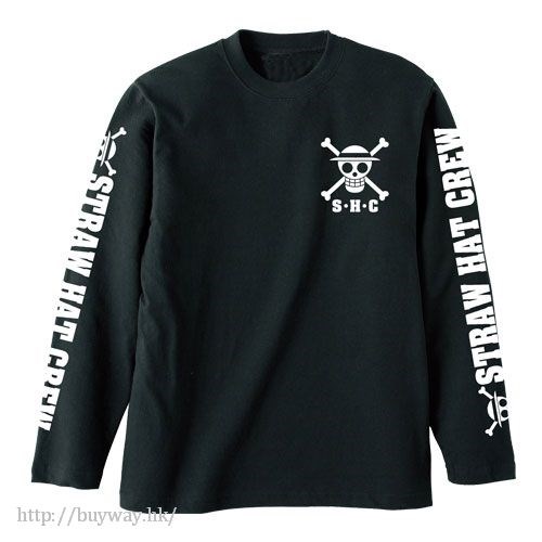 海賊王 : 日版 (中碼)「草帽海賊團」長袖 黑色 T-Shirt
