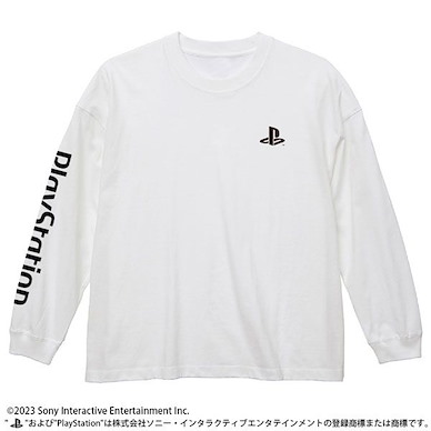 PlayStation (大碼)「PlayStation」寬鬆 長袖 白色 T-Shirt Big Silhouette Long Sleeved T-Shirt for PlayStation /WHITE-L【PlayStation】