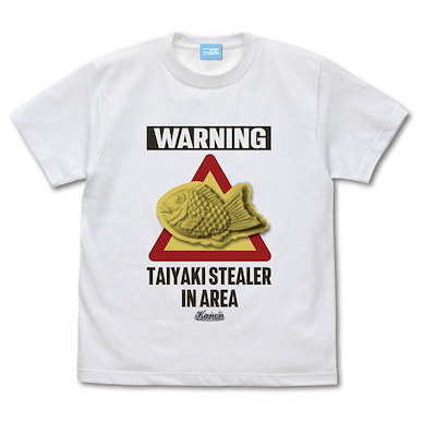 Kanon (大碼)「鯛魚燒小偷出沒注意」白色 T-Shirt Taiyaki Stealer Area T-Shirt /WHITE-L【Kanon】