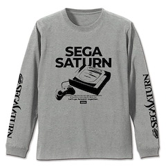世嘉土星 : 日版 (細碼)「SEGA SATURN」遊戲機 長袖 混合灰色 T-Shirt