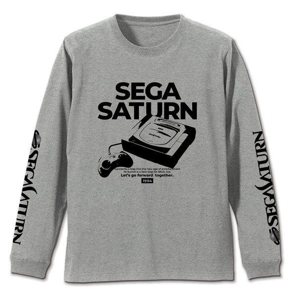 世嘉土星 : 日版 (細碼)「SEGA SATURN」遊戲機 長袖 混合灰色 T-Shirt