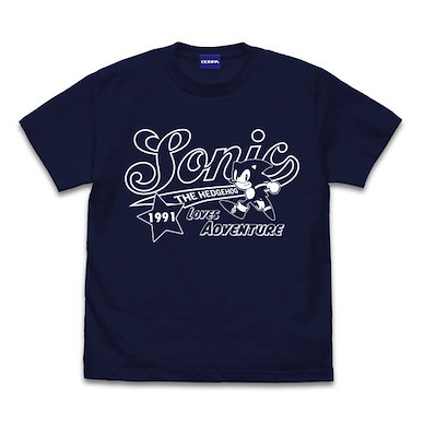 超音鼠 (加大)「超音鼠」LOVES ADVENTURE 1991 深藍色 T-Shirt Sonic American T-Shirt /NAVY-XL【Sonic the Hedgehog】