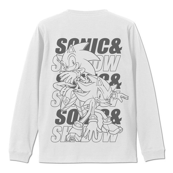 超音鼠 : 日版 (中碼)「超音鼠 + Shadow the Hedgehog」長袖 白色 T-Shirt