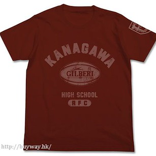 ALL OUT!! (加大)「神高橄欖球部」酒紅色 T-Shirt Jinkou Rugby Club College T-Shirt / BURGUNDY - XL【ALL OUT!!】