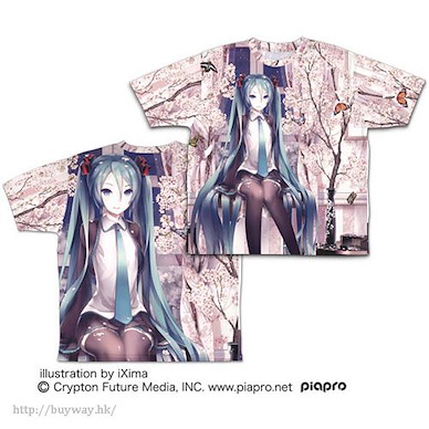 VOCALOID系列 (加大)「初音未來」櫻花 全彩 T-Shirt Hatsune Miku cherry blossoms Double-sided Full Graphic T-Shirt /XL【VOCALOID Series】