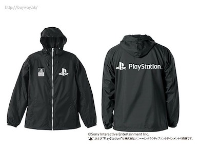 PlayStation (大碼)「PlayStation」黑×白 連帽風褸 Hooded Windbreaker "PlayStation"/BLACK x WHITE-L【PlayStation】