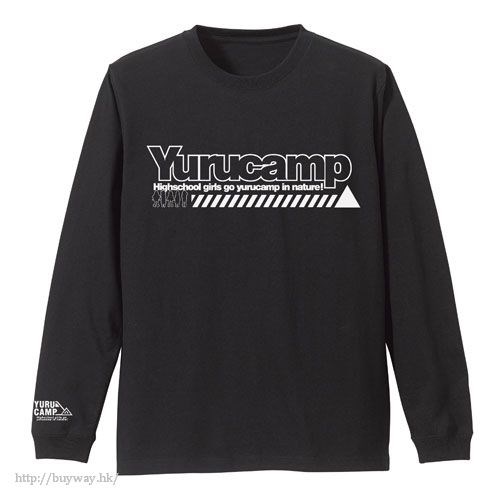 搖曳露營△ : 日版 (中碼)「Yurucamp」長袖 黑色 T-Shirt