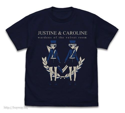女神異聞錄系列 : 日版 (大碼)「芮絲汀娜 + 卡蘿莉娜」深藍色 T-Shirt