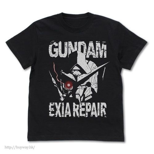 機動戰士高達系列 : 日版 (大碼)「高達艾斯亞」修復型 頭像 黑色 T-Shirt