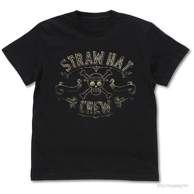 海賊王 (細碼)「草帽海賊團」復古金 黑色 T-Shirt Straw Hat Crew Vintage Gold T-Shirt /BLACK-S【One Piece】