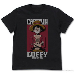 海賊王 (加大)「路飛」CAPTAIN 黑色 T-Shirt CAPTAIN Luffy T-Shirt /BLACK-XL【One Piece】