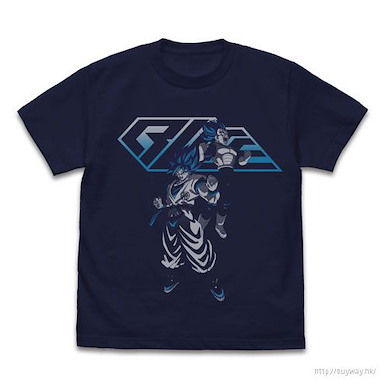 龍珠 (細碼)「孫悟空 + 比達」超級撒亞人 深藍色 T-Shirt Super Broly Super Saiyan Blue Goku & Vegeta T-Shirt /NAVY-S【Dragon Ball】