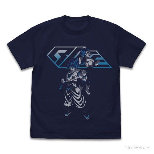 龍珠 : 日版 (細碼)「孫悟空 + 比達」超級撒亞人 深藍色 T-Shirt