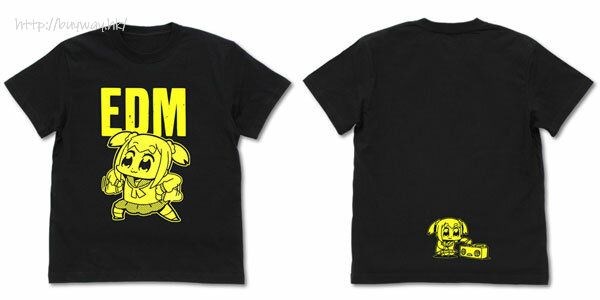 Pop Team Epic : 日版 (細碼)「POP子」EDM 夜光 黑色 T-Shirt