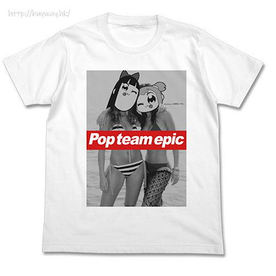 Pop Team Epic (細碼)「POP子 + PIPI美」水著 白色 T-Shirt Popuko & Pipimi Swimsuit Ver. T-Shirt /WHITE-S【Pop Team Epic】