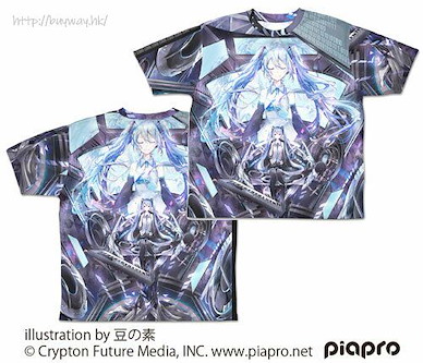 VOCALOID系列 (細碼)「初音未來」豆の素氏插圖 雙面 T-Shirt Hatsune Miku Circulator Double-sided Full Graphic T-Shirt /S【VOCALOID Series】