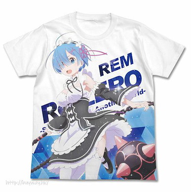 Re：從零開始的異世界生活 (大碼)「雷姆」流星錘 白色 T-Shirt Rem and a Morning Star Full Graphic T-Shirt /WHITE-L【Re:Zero】