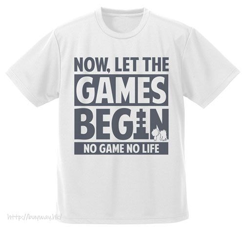 遊戲人生 : 日版 (細碼)「NOW, LET THE GAMES BEGIN」吸汗快乾 白色 T-Shirt